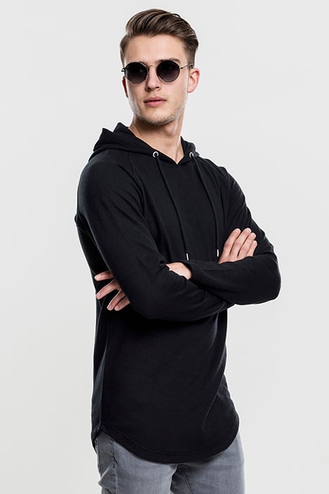 LONG SHAPED TERRY HOODY BLACK 5