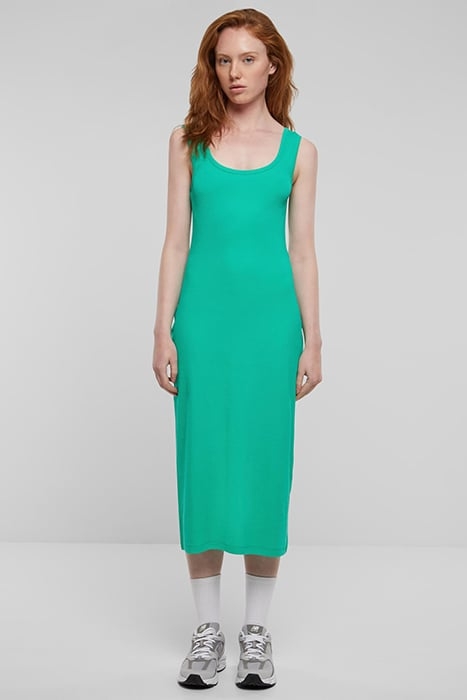 LADIES RIB TOP DRESS FERNGREEN 1
