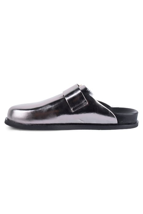 VENUS SHEARLING MULE MIRROR SILVER 3