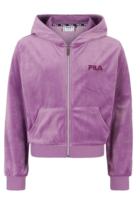 LONGUICH CROPPED VELVET HOODY JACKET LAVENDER CRYSTAL 1