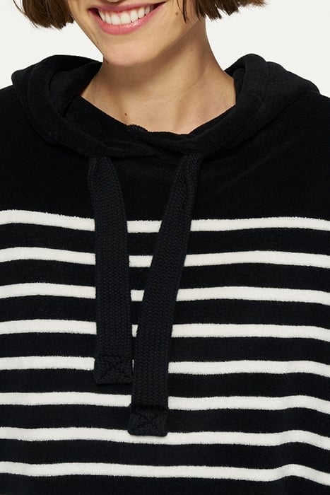 TERRY HOODIE STRIPES BLACK/ECRU 6