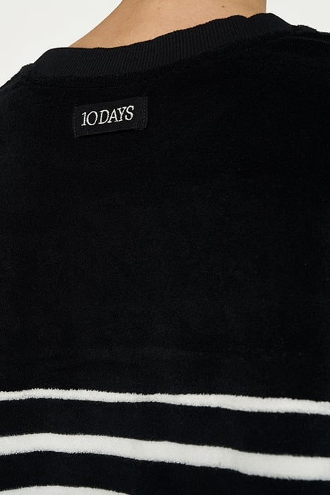 TERRY SLEEVELESS SWEATER STRIPES BLACK/ECRU 6