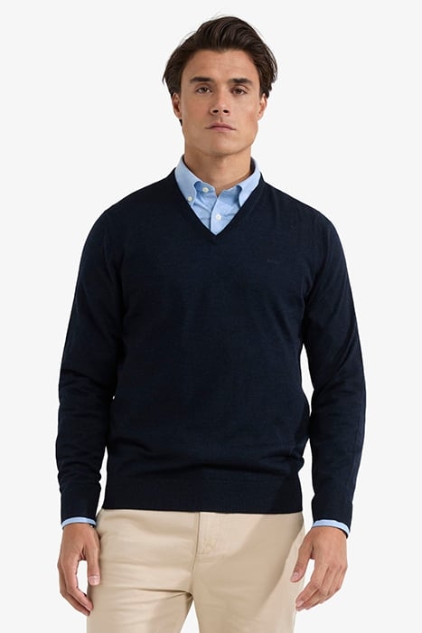 FINE MERINO V-NECK SWEATER NAVY 1