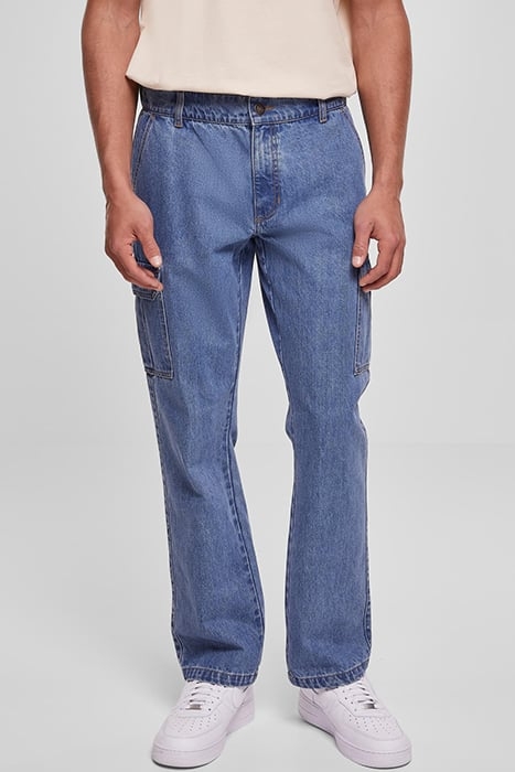 STRAIGHT LEG CARGO JEANS LIGHT BLUE WASHED 1