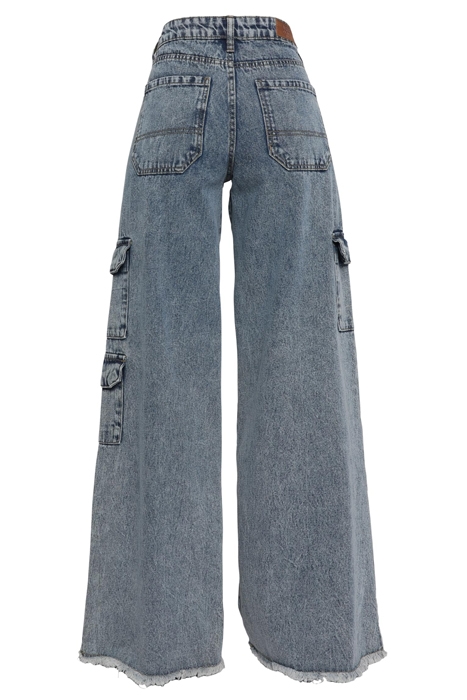 LADIES MID WAIST CARGO DENIM PANTS VINTAGE LIGHTBLUE WASHED 5