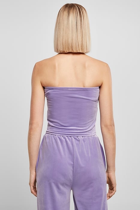 LADIES SHORT VELVET TUBE TOP LAVENDER 2