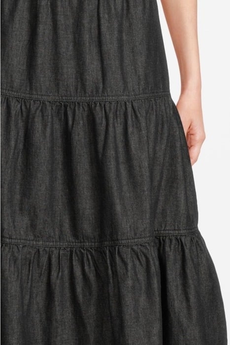 MIA TIERED DENIM MIDI SKIRT BLACK DENIM 4