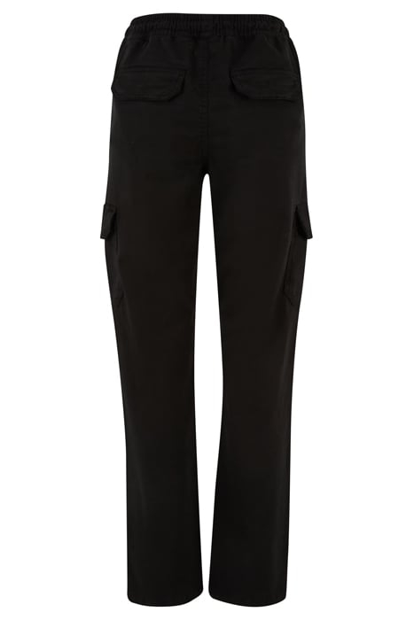 LADIES HIGH WAIST TWILL CARGO PANTS BLACK 5
