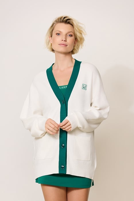 OLLY CARDIGAN MARSHMELLOW/COURT GREEN 1