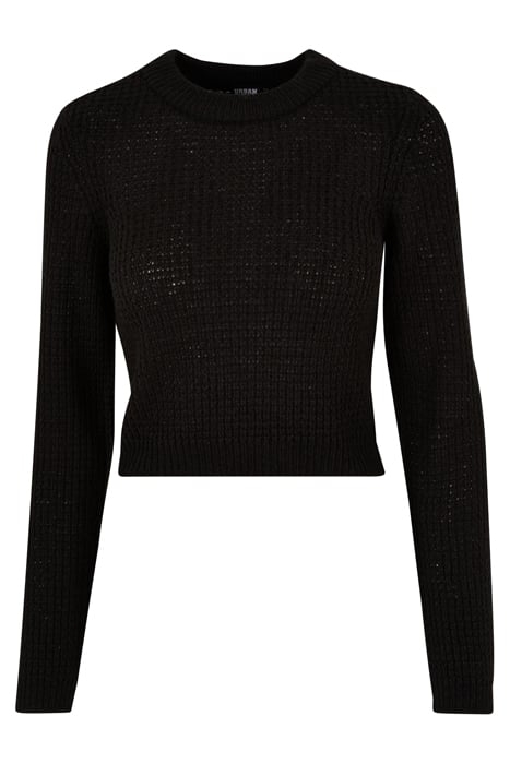 LADIES SHORT WAFFLE SWEATER BLACK 4