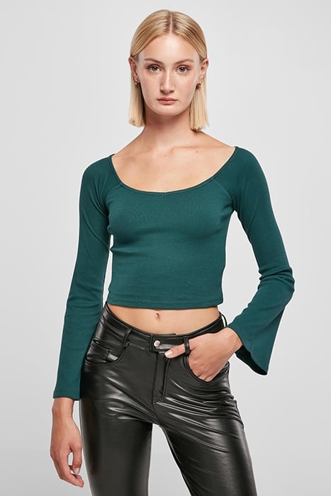 LADIES SHORT RIB WIDE V-NECK LONGSLEEVE JASPER 1