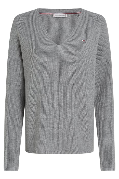 CO CARDI STITCH V-NECK STANDARD FIT MEDIUM GREY 4