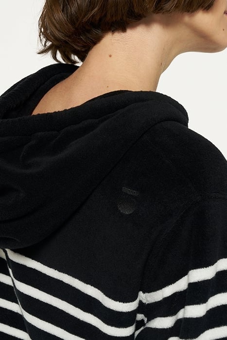 TERRY HOODIE STRIPES BLACK/ECRU 7