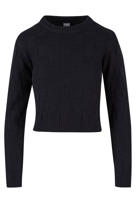 LADIES CHECK KNIT SWEATER BLACK 4