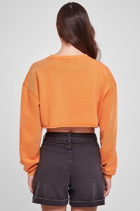 LADIES CROPPED FLOWER EMBROIDERY TERRY CREWNECK VINTAGEORANG 2