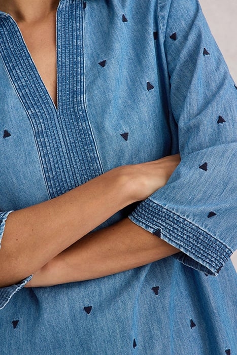 BLAIRE DENIM EMBROIDERED TUNIC MID DENIM 5