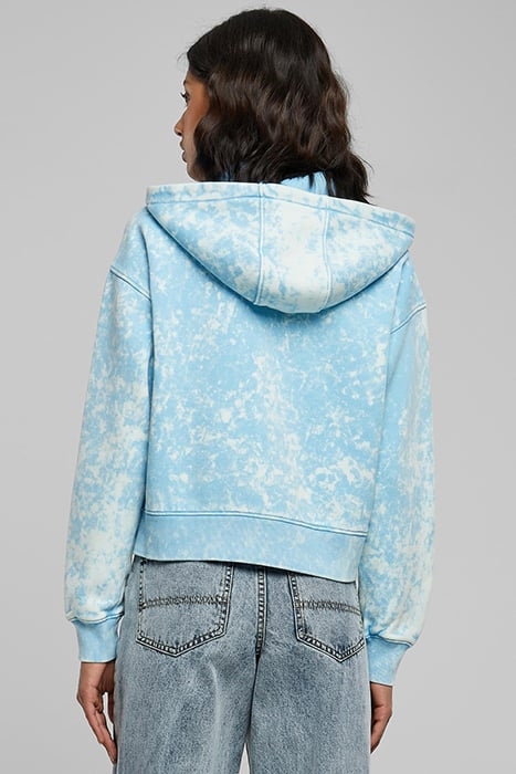 LADIES SHORT OVERSIZED TOWEL WASHED ZIP HOODY BALTICBLUE 2