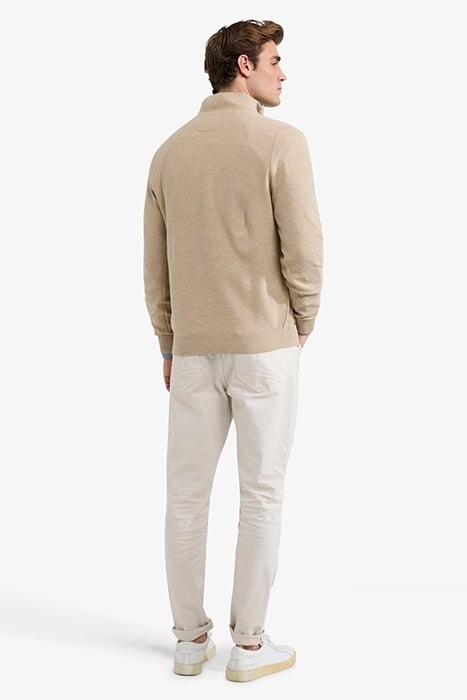 STRUCTURED ZIP MOCK SWEATER SAND 3