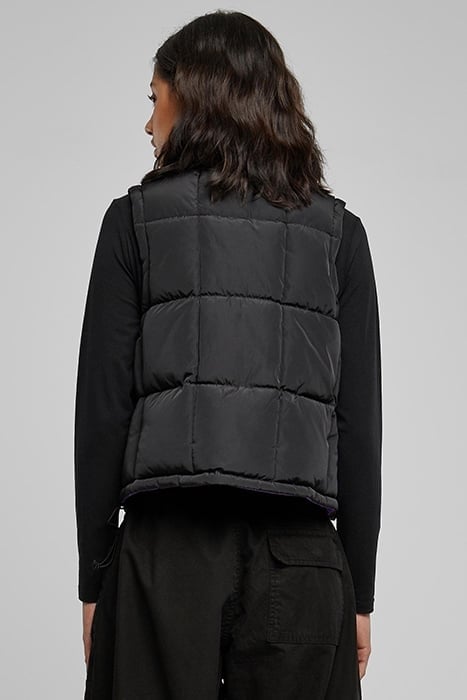 LADIES REVERSIBLE CROPPED PUFFER VEST BLACK/REALVIOLET 2