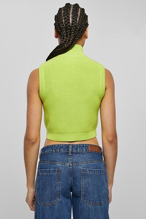 LADIES SHORT KNIT VEST FROZENYELLOW 2