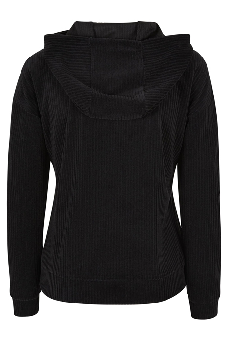 LADIES VELVET RIB HOODY BLACK 5