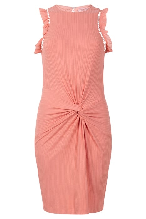 OLGA FRILL DRESS PEACH CORAL 1