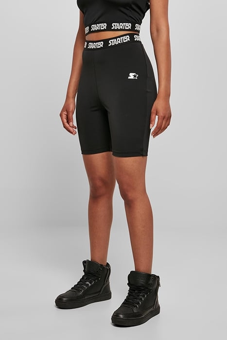 LADIES STARTER LOGO TAPE CYCLE SHORTS BLACK 1
