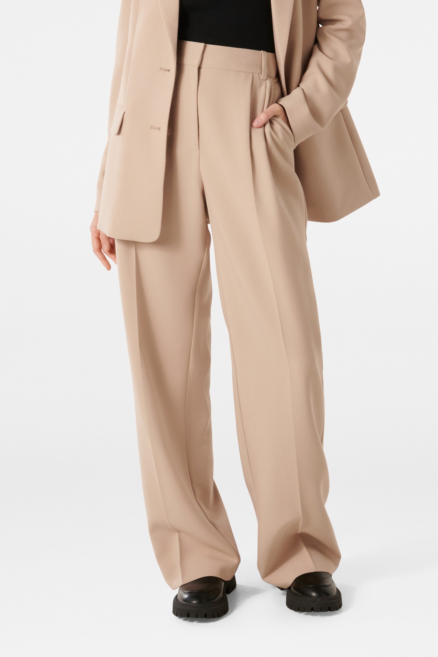 TESSA STRAIGHT LEG PANTS DESERT TAUPE SUIT 1