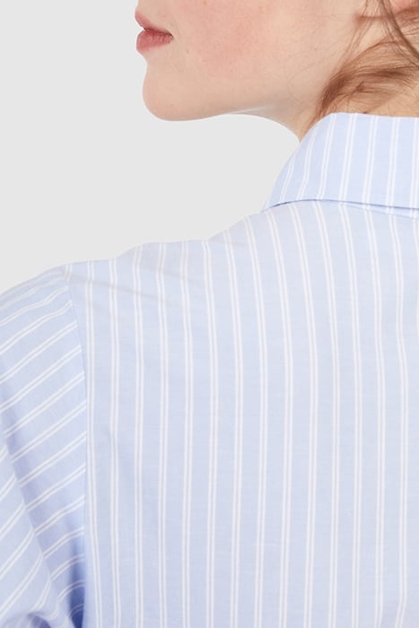 SKY BLUE STRIPED SHIRT DRESS, EMBROIDERED DICKEY 6