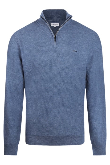 STRUCTURED ZIP MOCK SWEATER VINTAGE BLUE 4