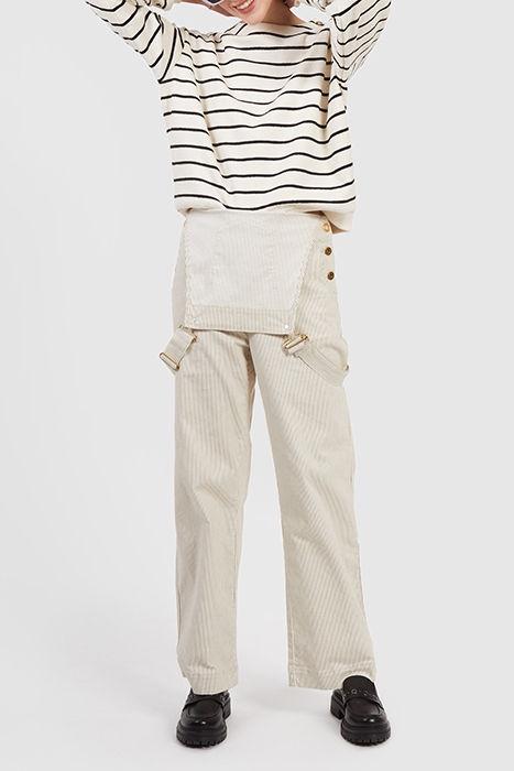 BEIGE FINE-STRIPED DUNGAREES 5