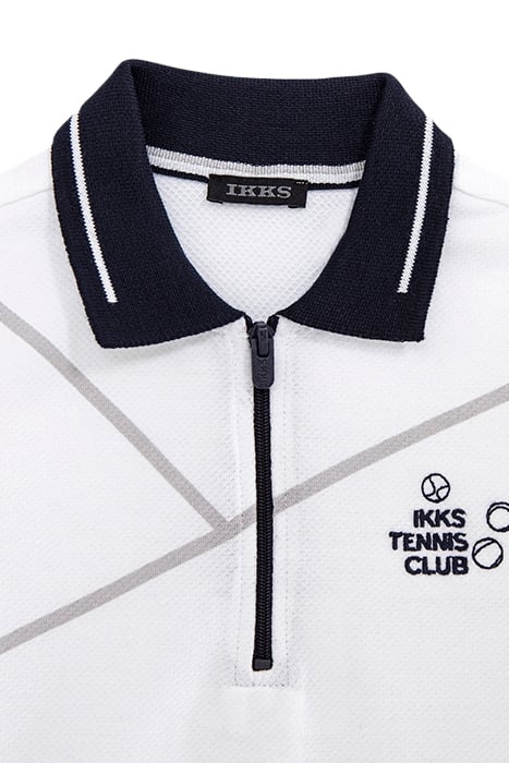 BOY'S WHITE HONEYCOMB POLO SHIRT WITH ZIP COLLAR 3