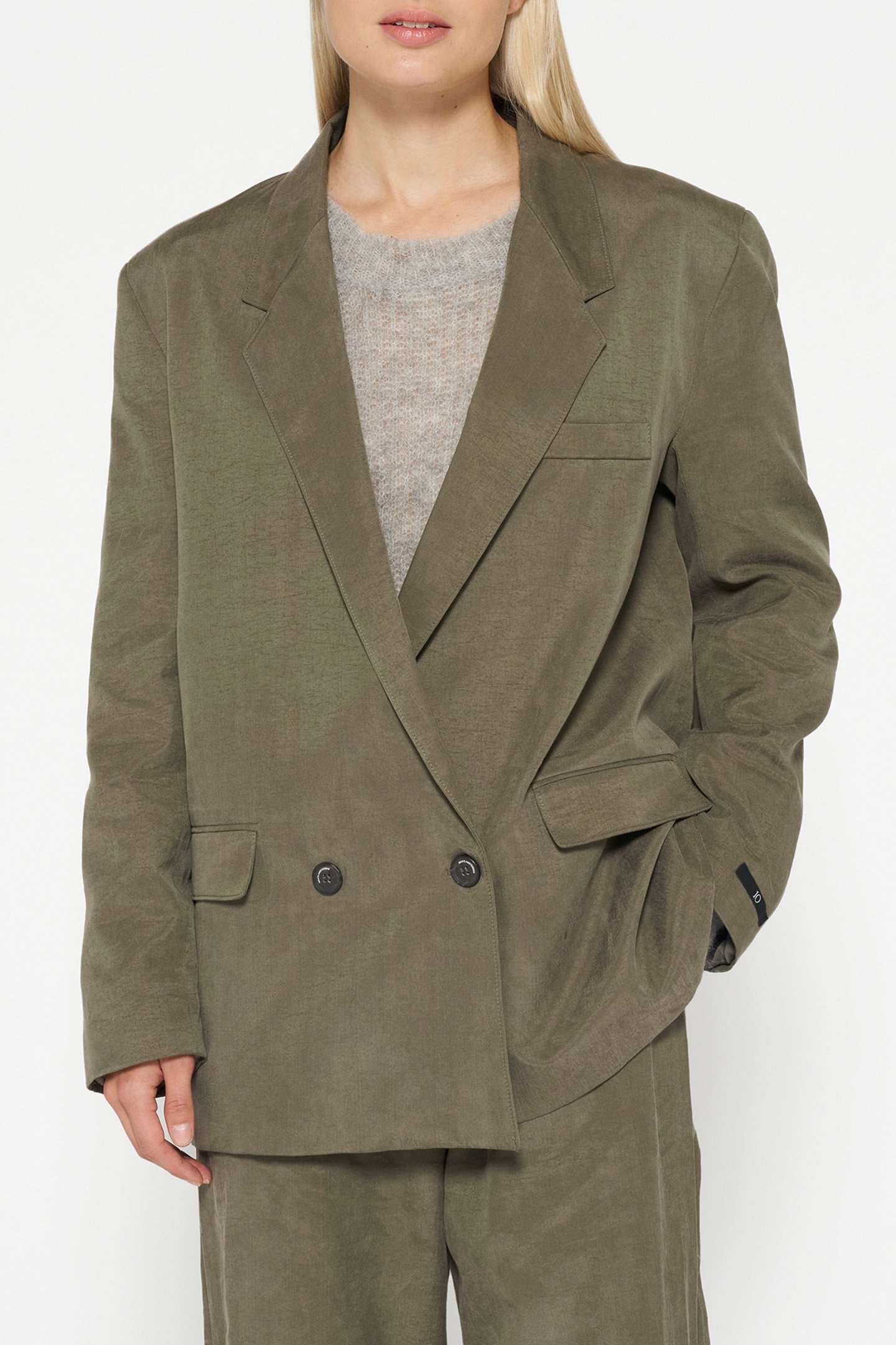 STATEMENT SHOULDER BLAZER DARK MOSS 1