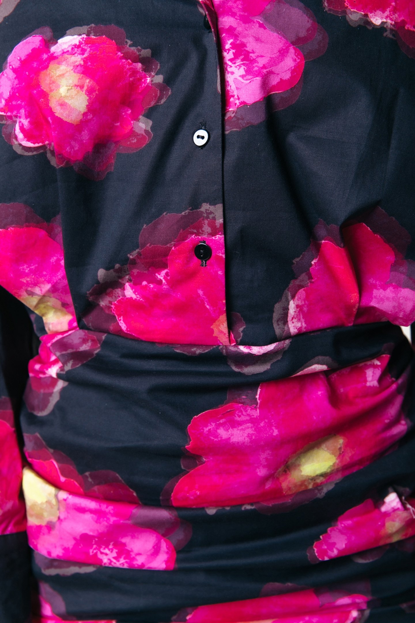 ROSE POPPY FLOWER GATHERED SHIRT DRESS BRIGHT PINK 6