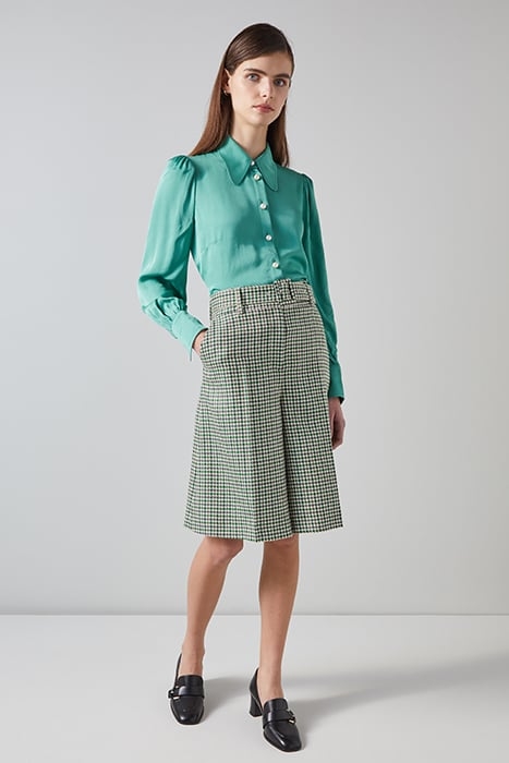 DAPHNE TAILORED SHORTS GREEN/CREAM 1