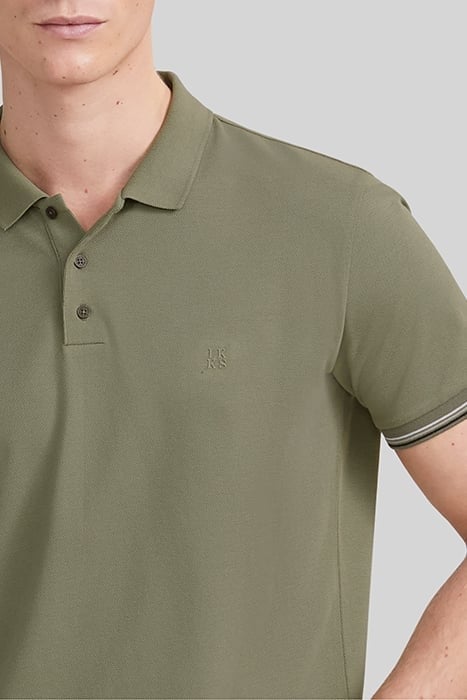 ARMY GREEN UPCYCLED PIQUE KNIT POLO SHIRT 4