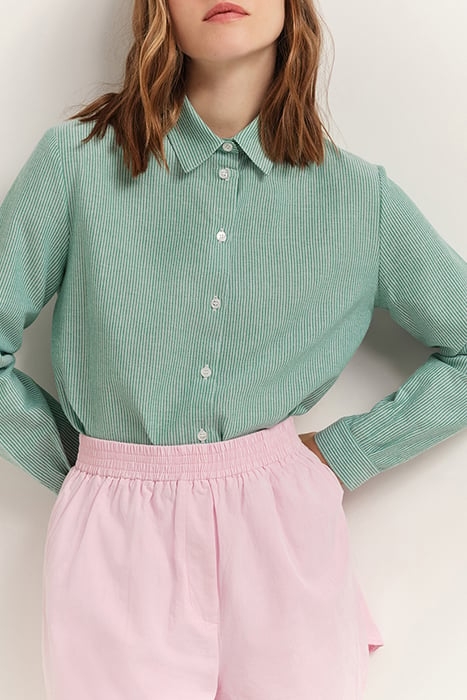 CHAYA - GREEN GRASS FINE STRIPE SHIRT 2