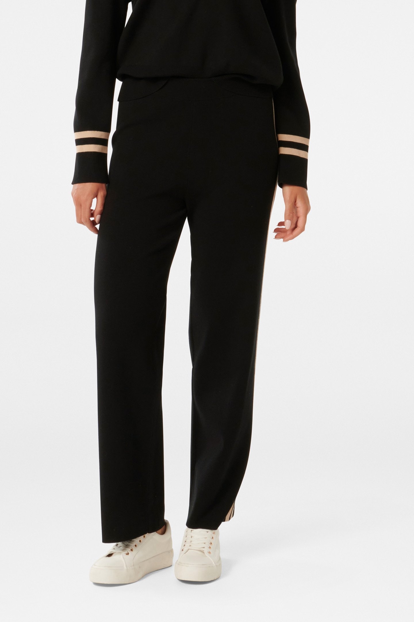 HATTIE CO-ORD KNITTED PANTS BLACK AND NEUTRAL 1