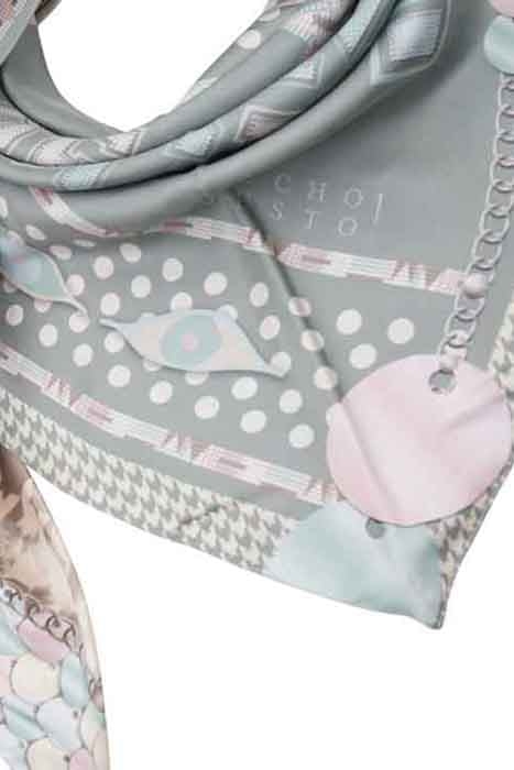 SILK SCARF ST. TROPEZ GREEN PASTELS GREEN 1