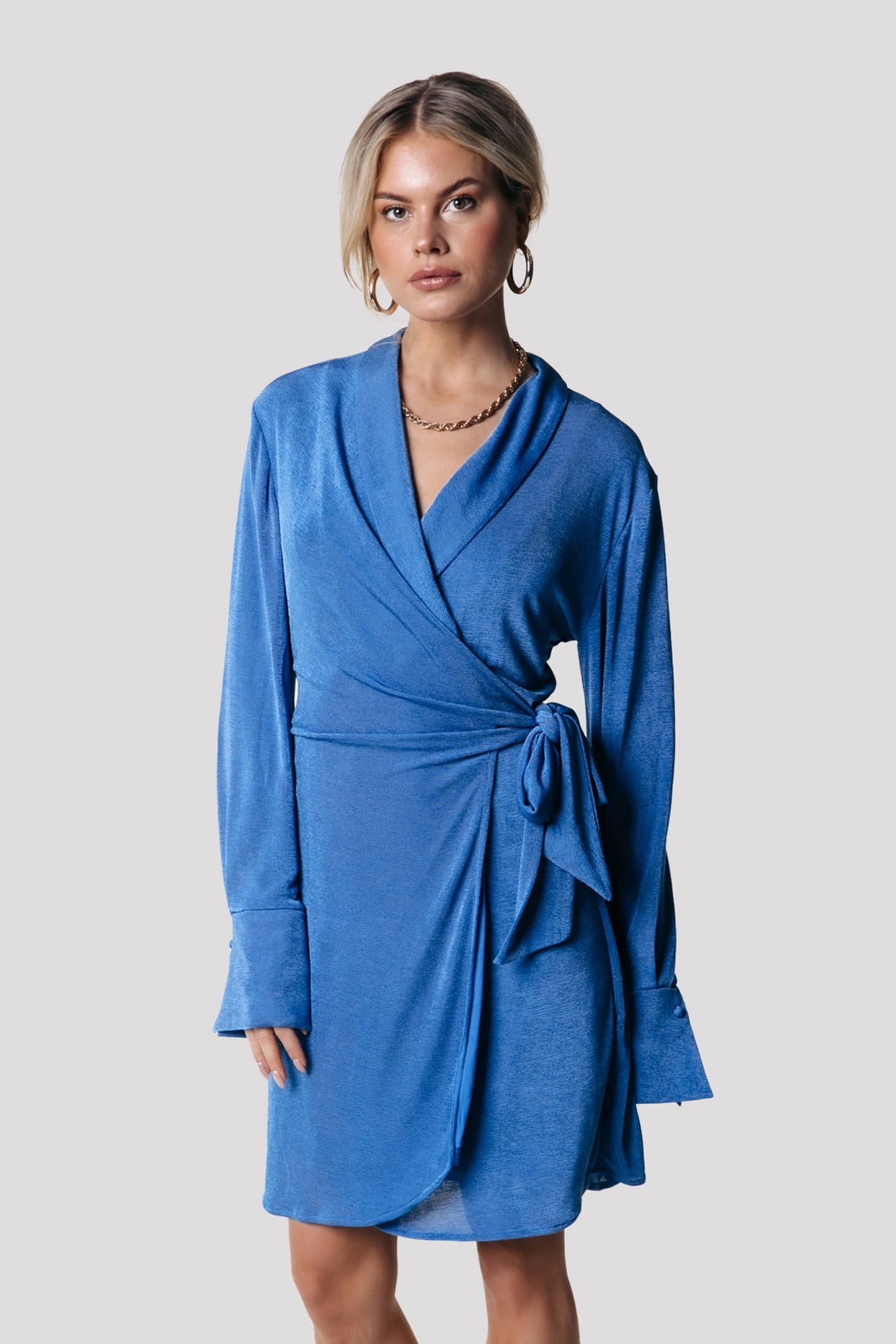 DORIN UNI WRAP DRESS LS VALLARTA BLUE 1