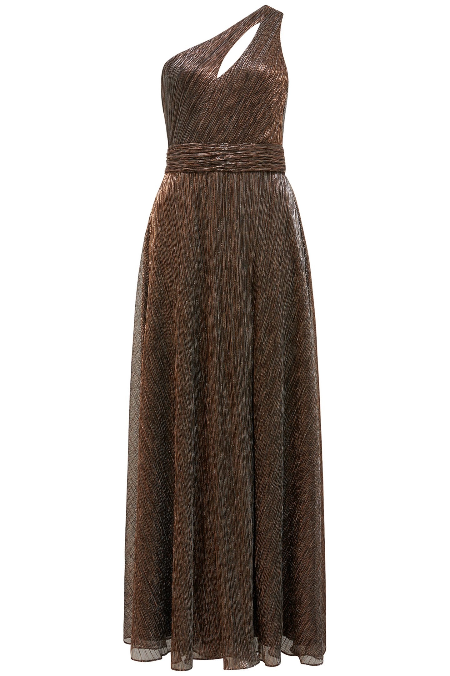 BILLIE ASYMMETRICAL PLISSE MIDI DRESS BRONZE 3