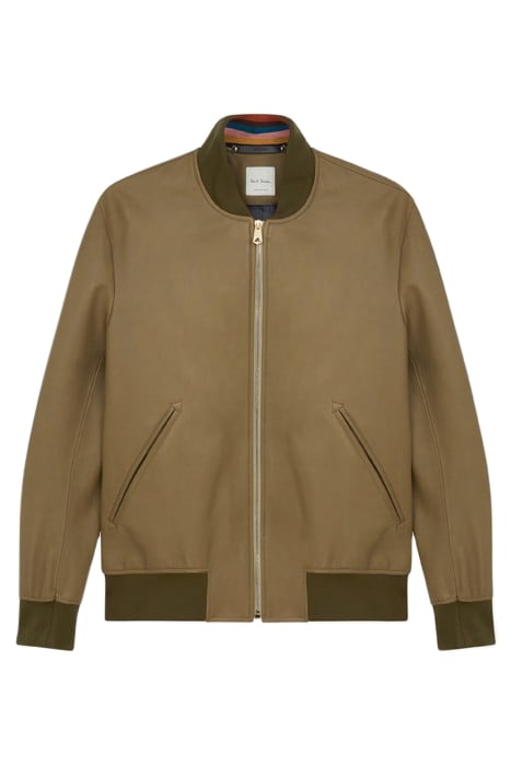 MENS LEATHER BOMBER JACKET OLIVE GREEN 1