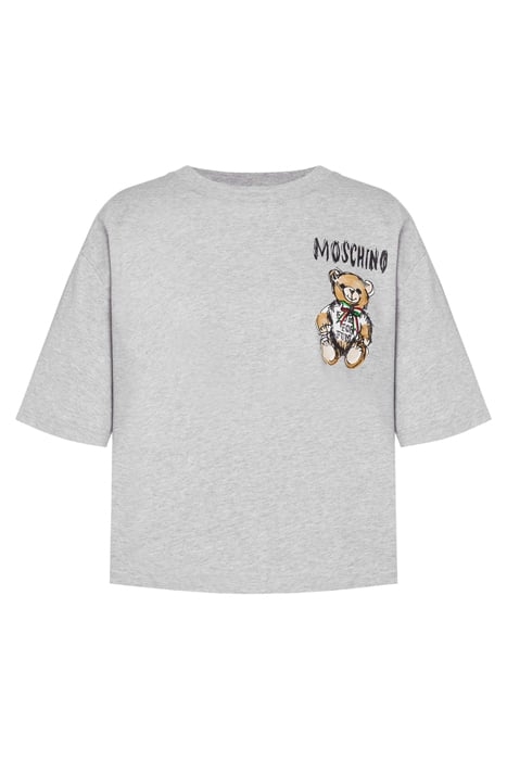 CROPPED T-SHIRT IN DRAWN TEDDY BEAR ORGANIC JERSEY GREY 3