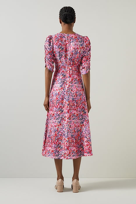 ERIN JACQAURD MIDI DRESS PINK 2