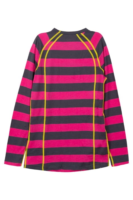 FJELLRAPP YOUTH SHIRT HOT PINK / SOLID DARK GREY STRIPED 2
