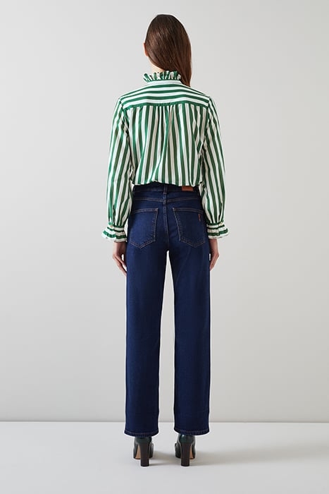 CAMILLE FRILL BLOUS GREEN/WHITE 3