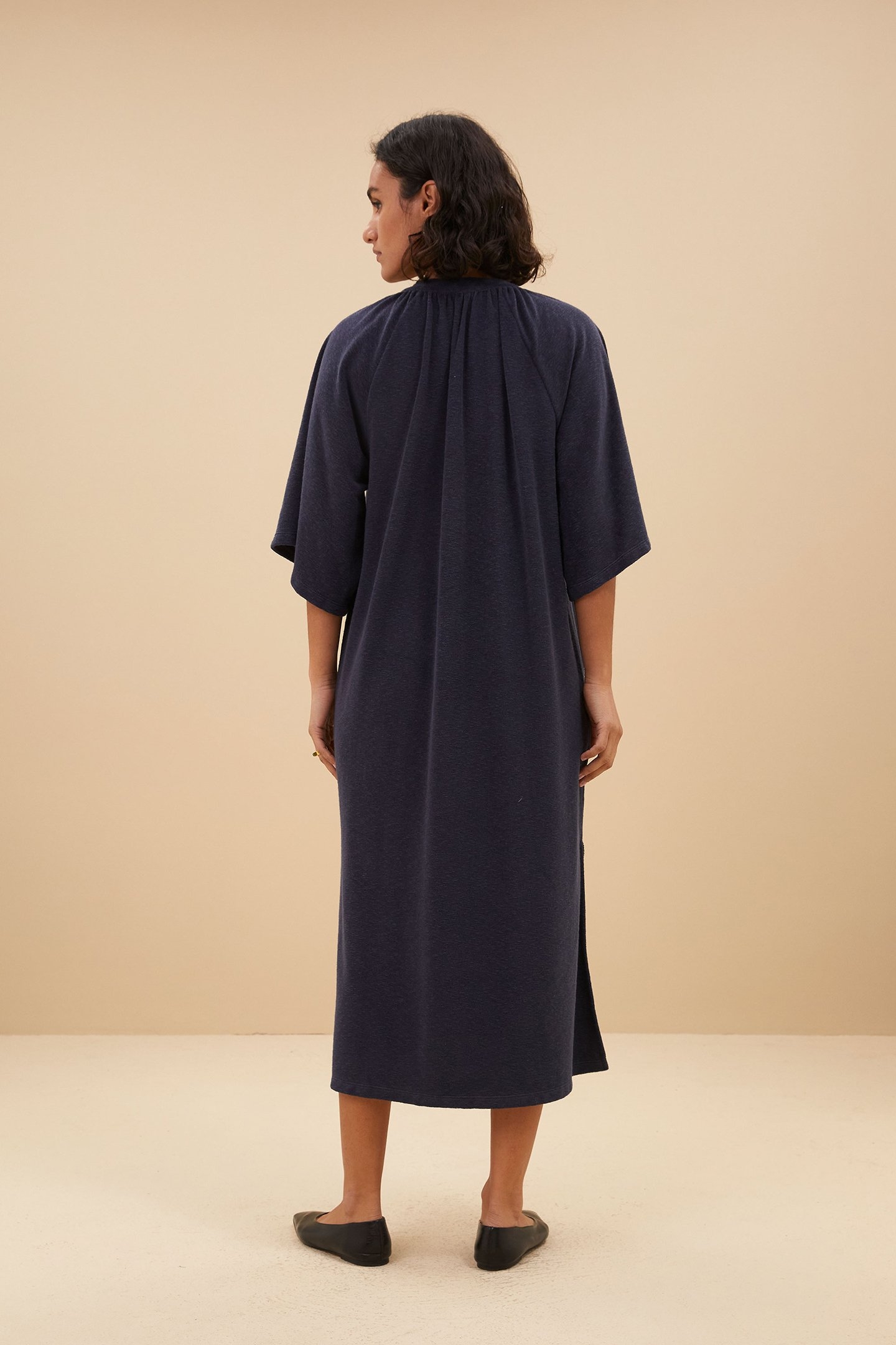 LOUISA SLUB DRESS MIDNIGHT 4