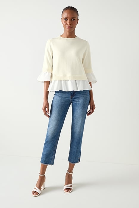MAISIE POPLIN KNITTED SWEATER IVORY 2