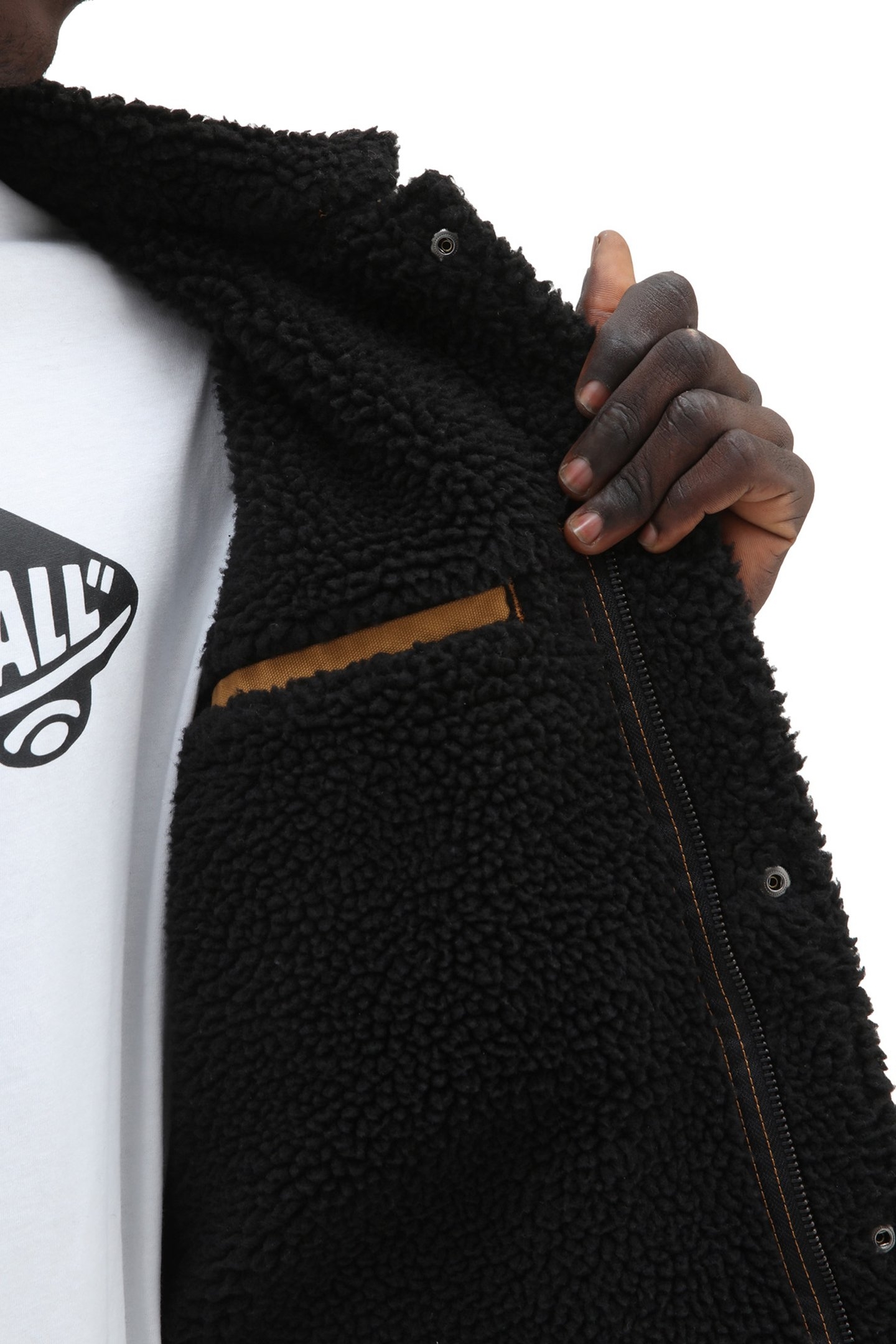 MN DRILL CHORE COAT SHERPA BONE BROWN 7