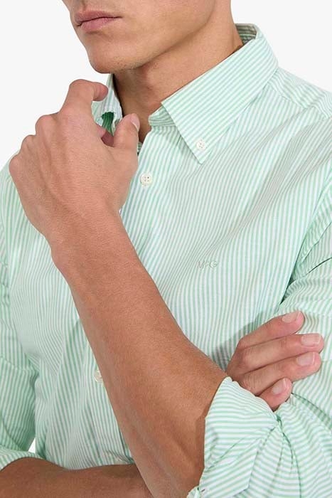 STRETCH OXFORD SHIRT SMALL STRIPE LIGHT GREEN 6